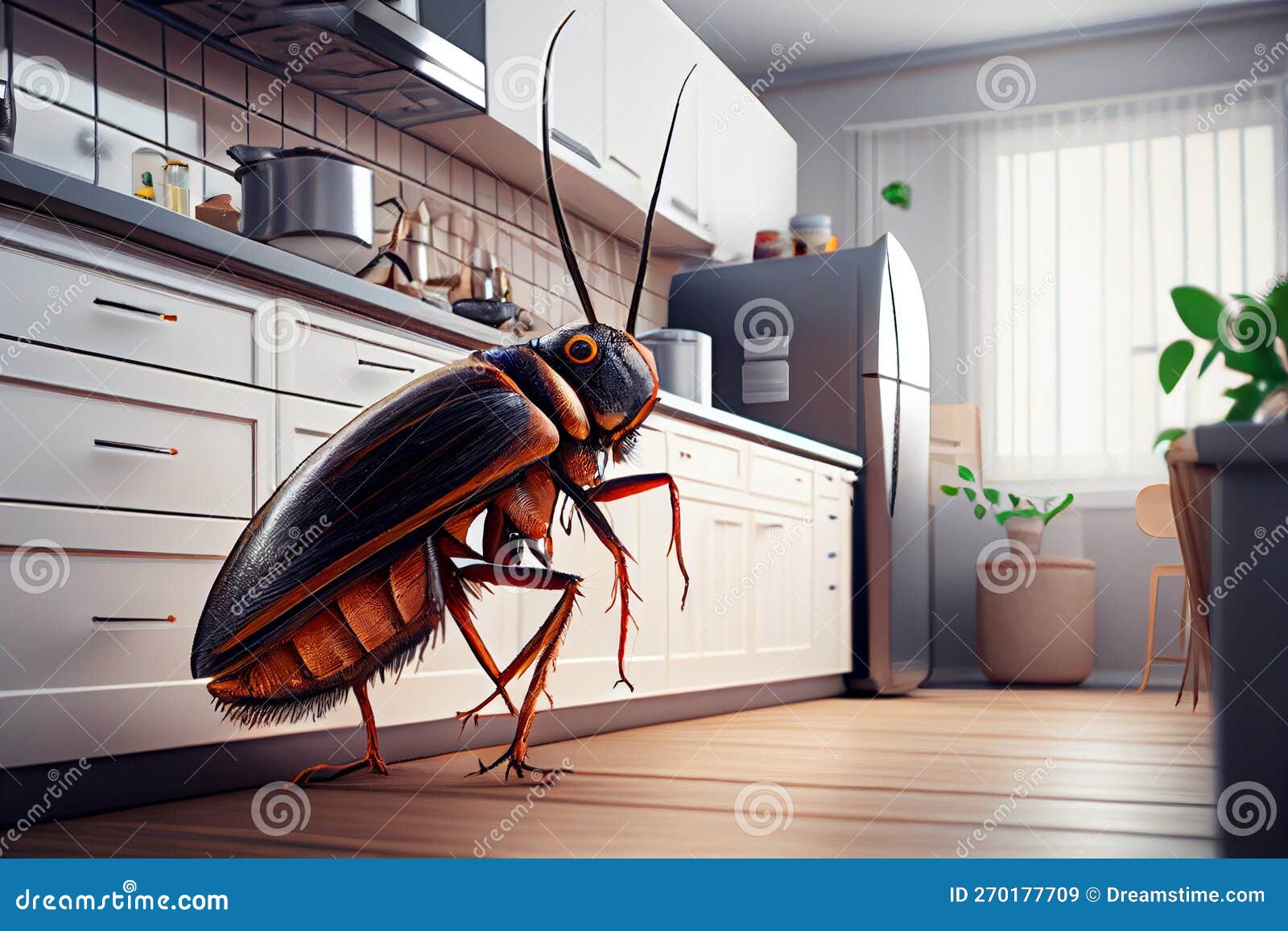 Parasite Cockroach in the Kitchen Generative AI Stock Illustration ...