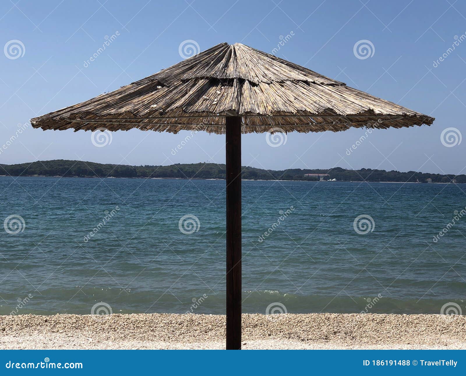 Parasol at the beach stock photo. Image of coast, water - 186191488