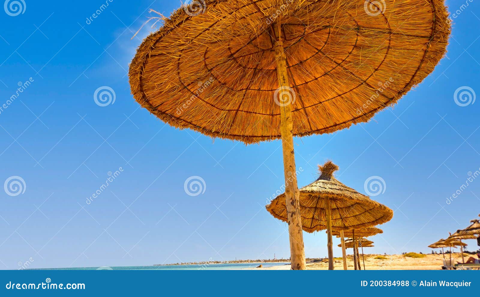 Parasol on a beach stock photo. Image of vacations, blue 200384988
