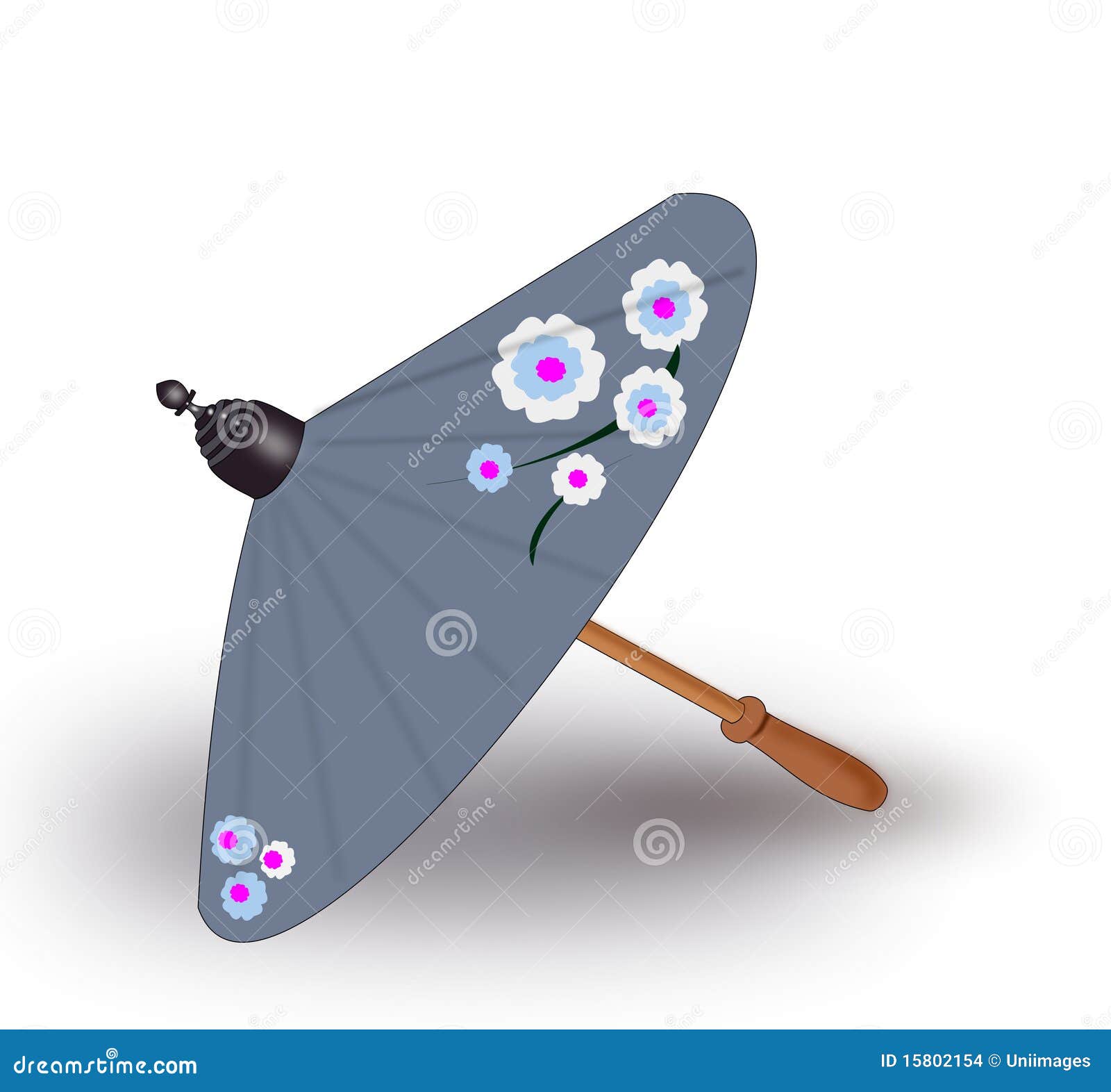 Parasol with Flower Decoration. Stock Illustration Illustration of