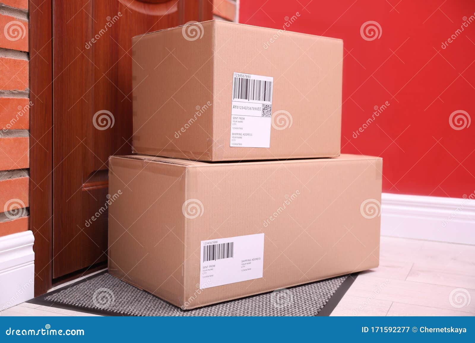Parcels Near Door. Delivery Service Stock Image Image of object