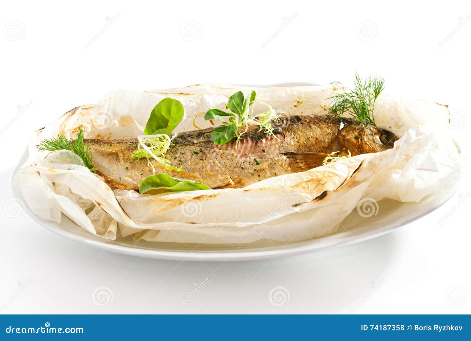 Parchment Baked Fish stock photo. Image of fresh, food 74187358