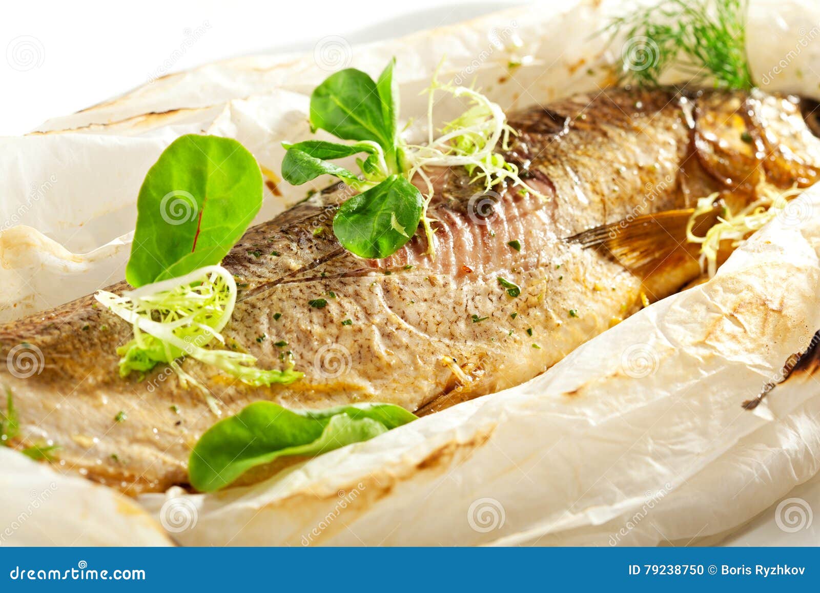 Parchment Baked Fish stock photo. Image of cuisine, healthy 79238750