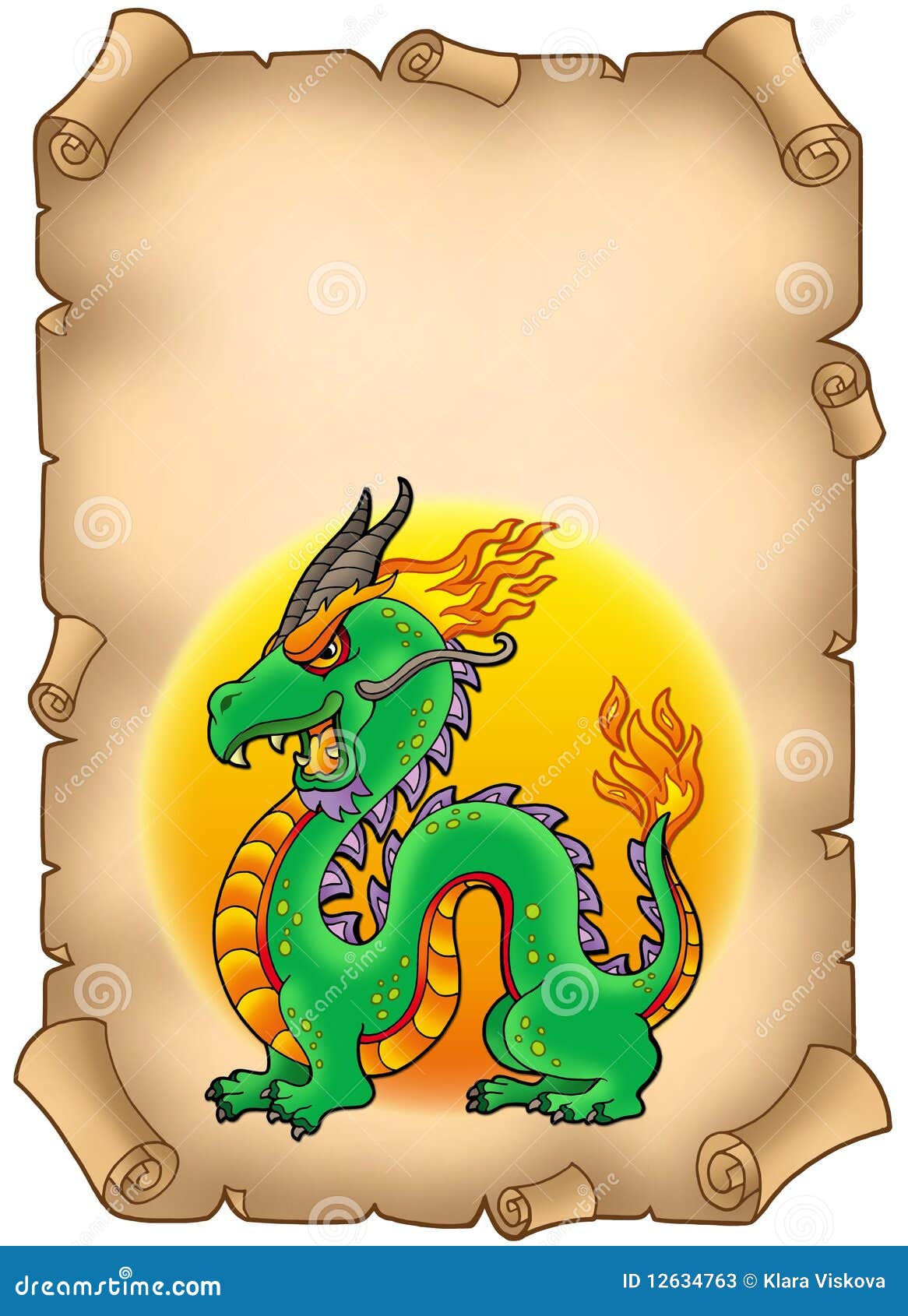 Parchment with Chinese Dragon Stock Illustration Illustration of