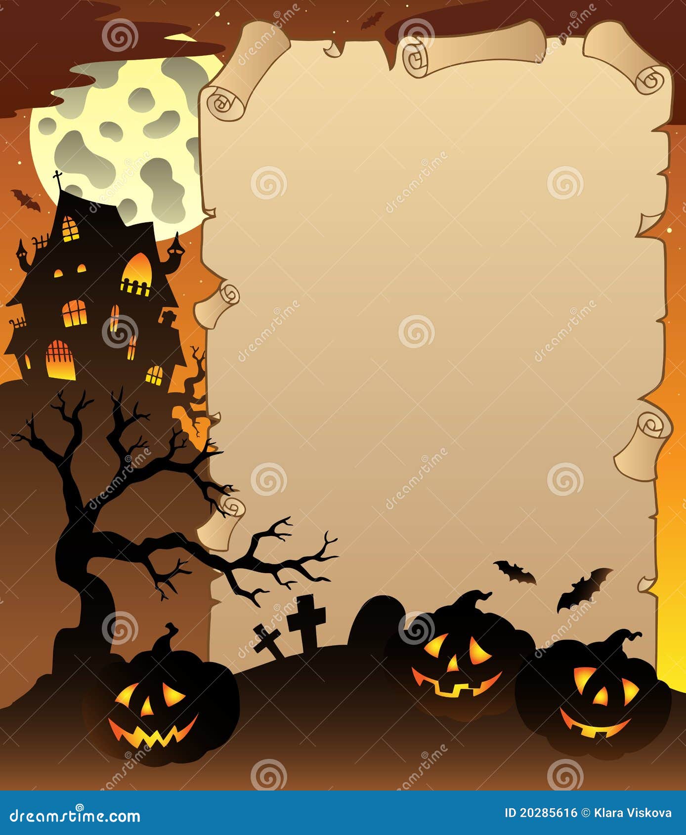 Parchment with Halloween Topic 1 Stock Vector - Illustration of moon ...