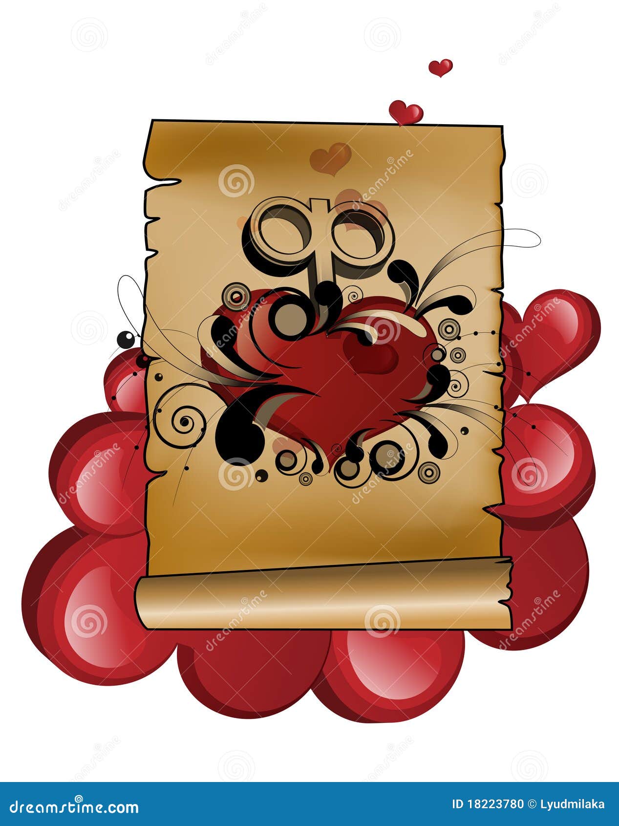 Parchment heart groovy stock vector. Illustration of curls 18223780