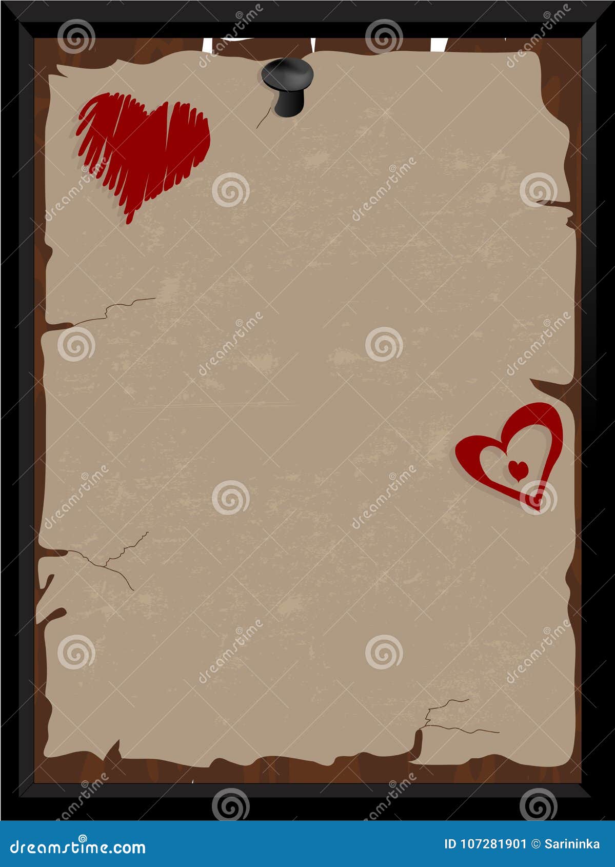 Parchment with hearts stock vector. Illustration of concept 107281901