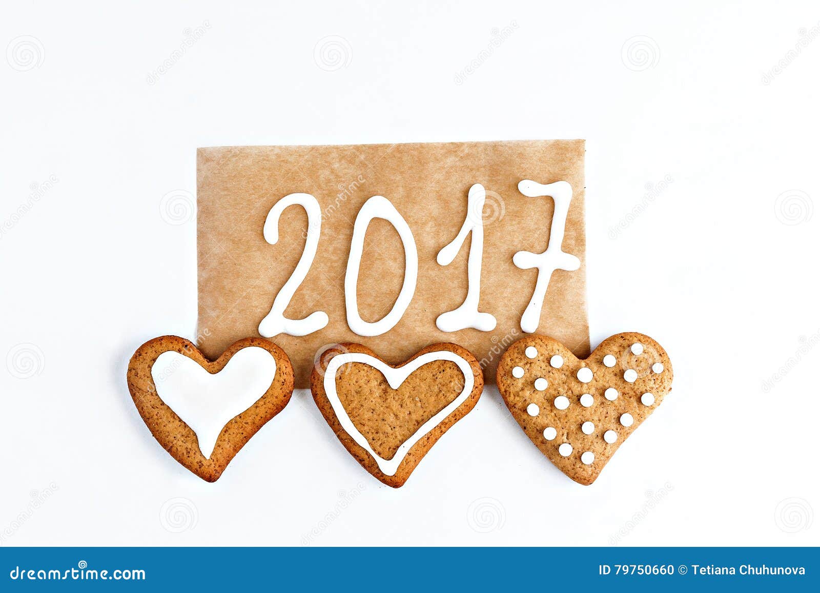 Parchment with an Inscription and Ginger Cookies Isolated Stock Photo