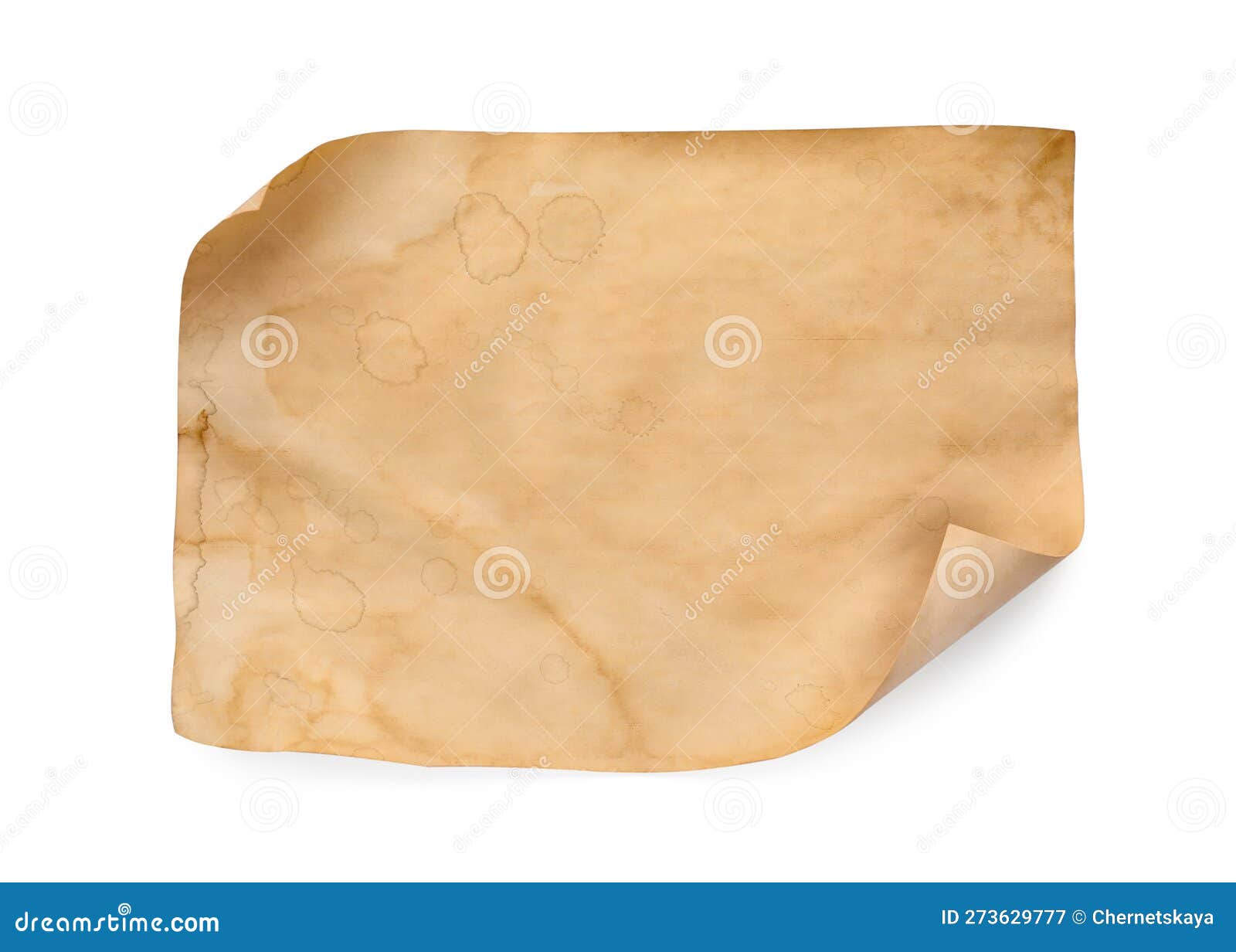 Parchment Isolated on White. Old Paper Texture Stock Image Image of
