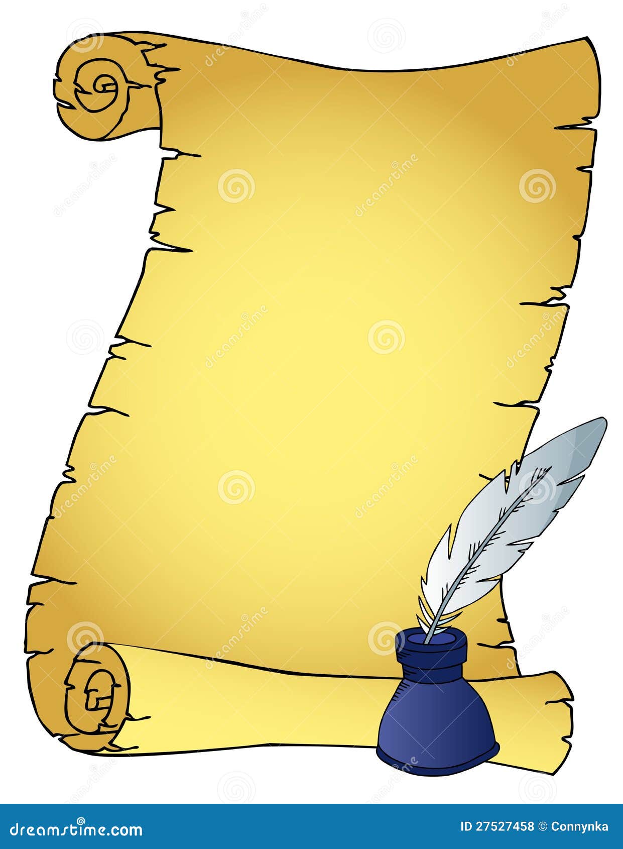 Parchment and Quill with Inkpot Stock Vector Illustration of graphic