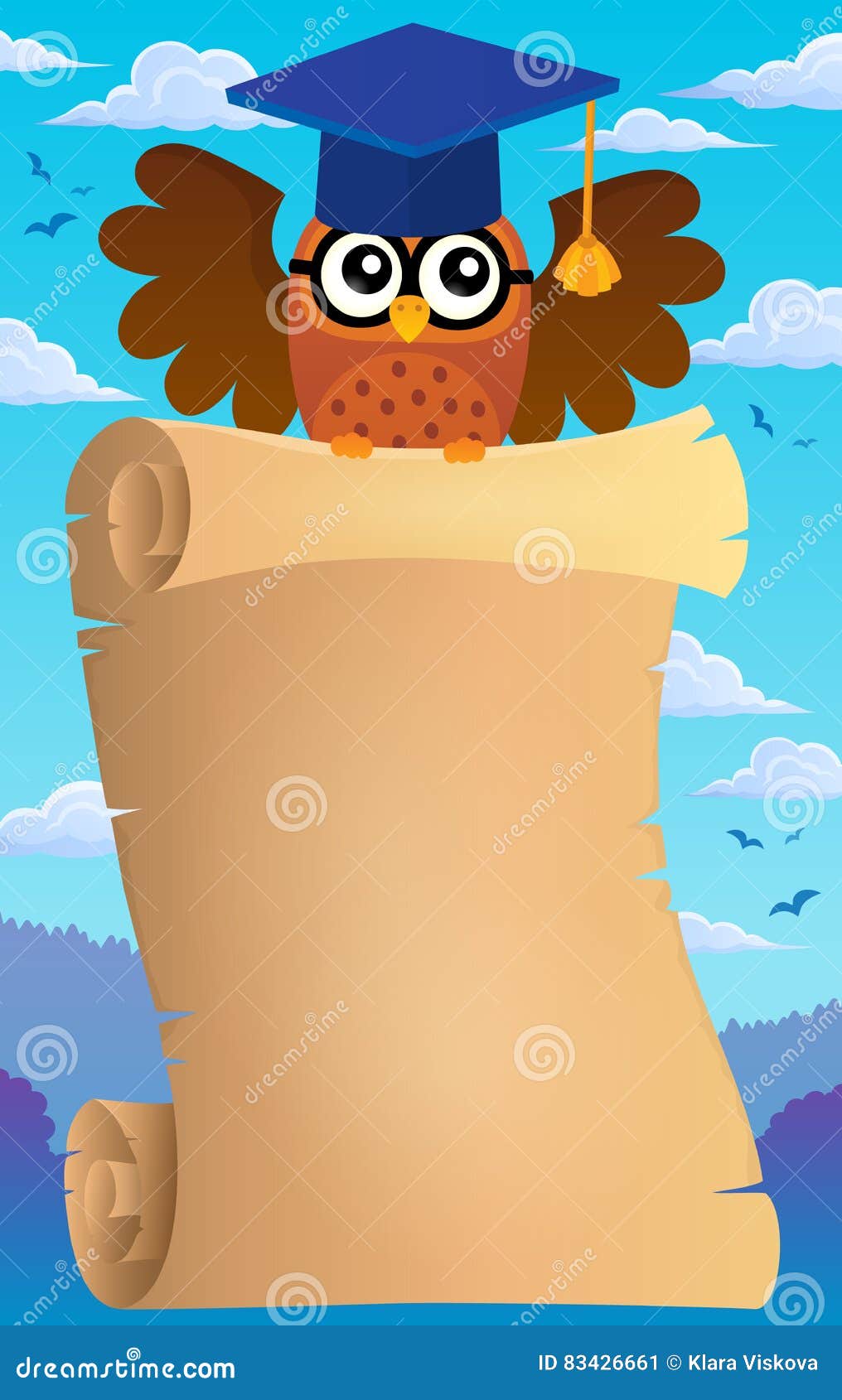 Parchment with School Owl Theme 2 Stock Vector Illustration of flying