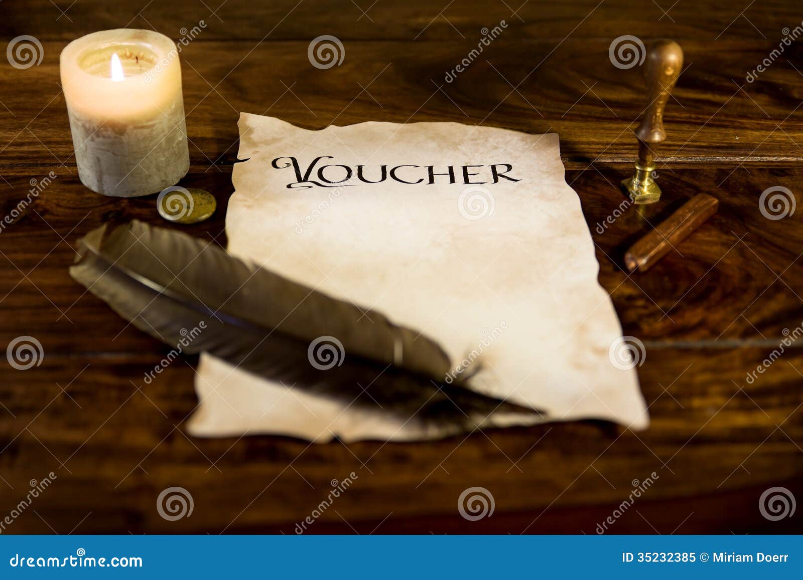 Parchment with the Word Voucher Stock Image Image of ancient, paper