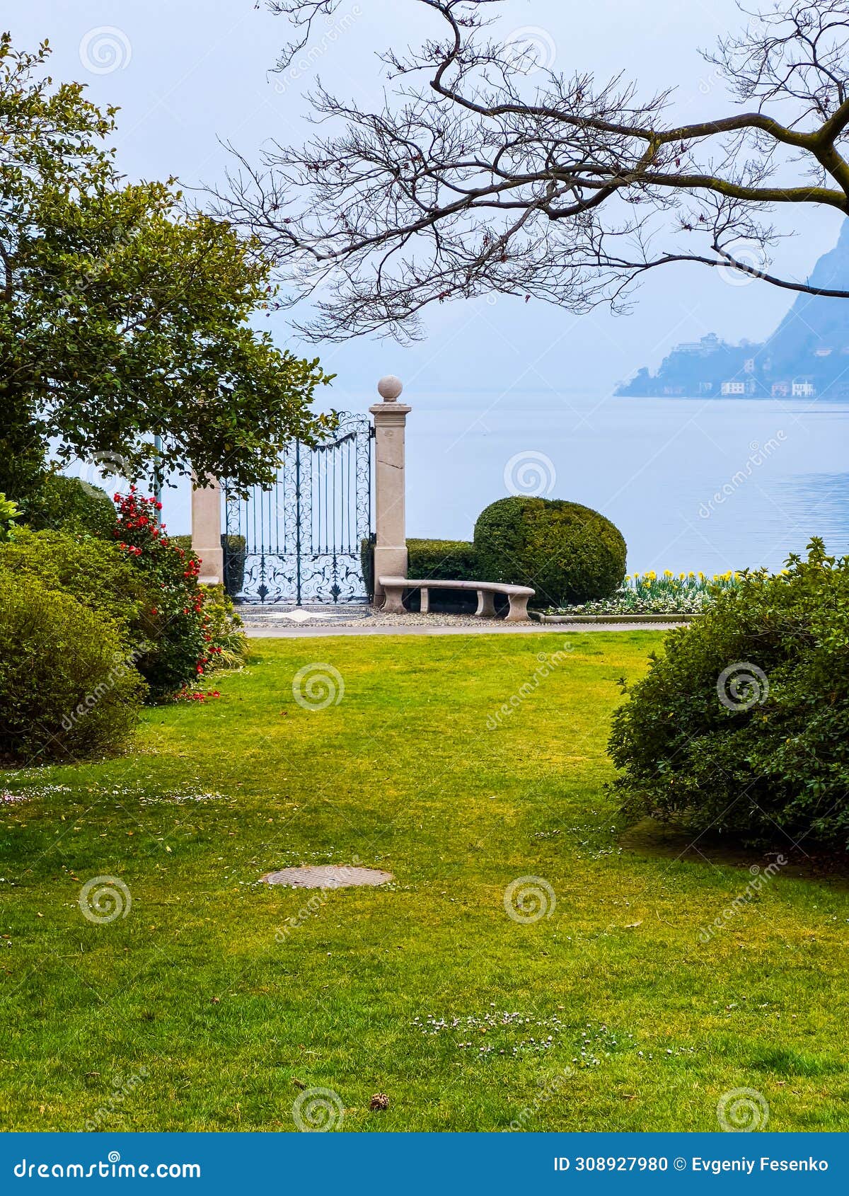 parco ciani and gate on lake lugano (cancello sul lago di lugano), lugano, switzerland