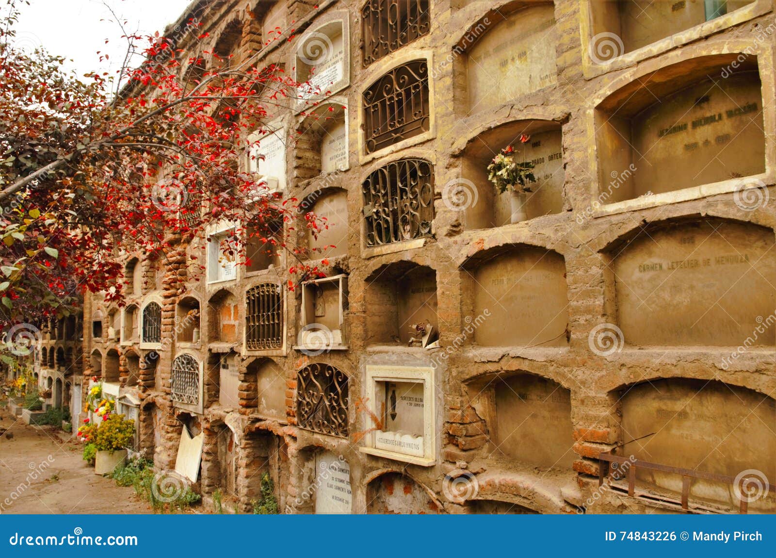 Pared con los sepulcros foto de archivo. Imagen de chile - 74843226
