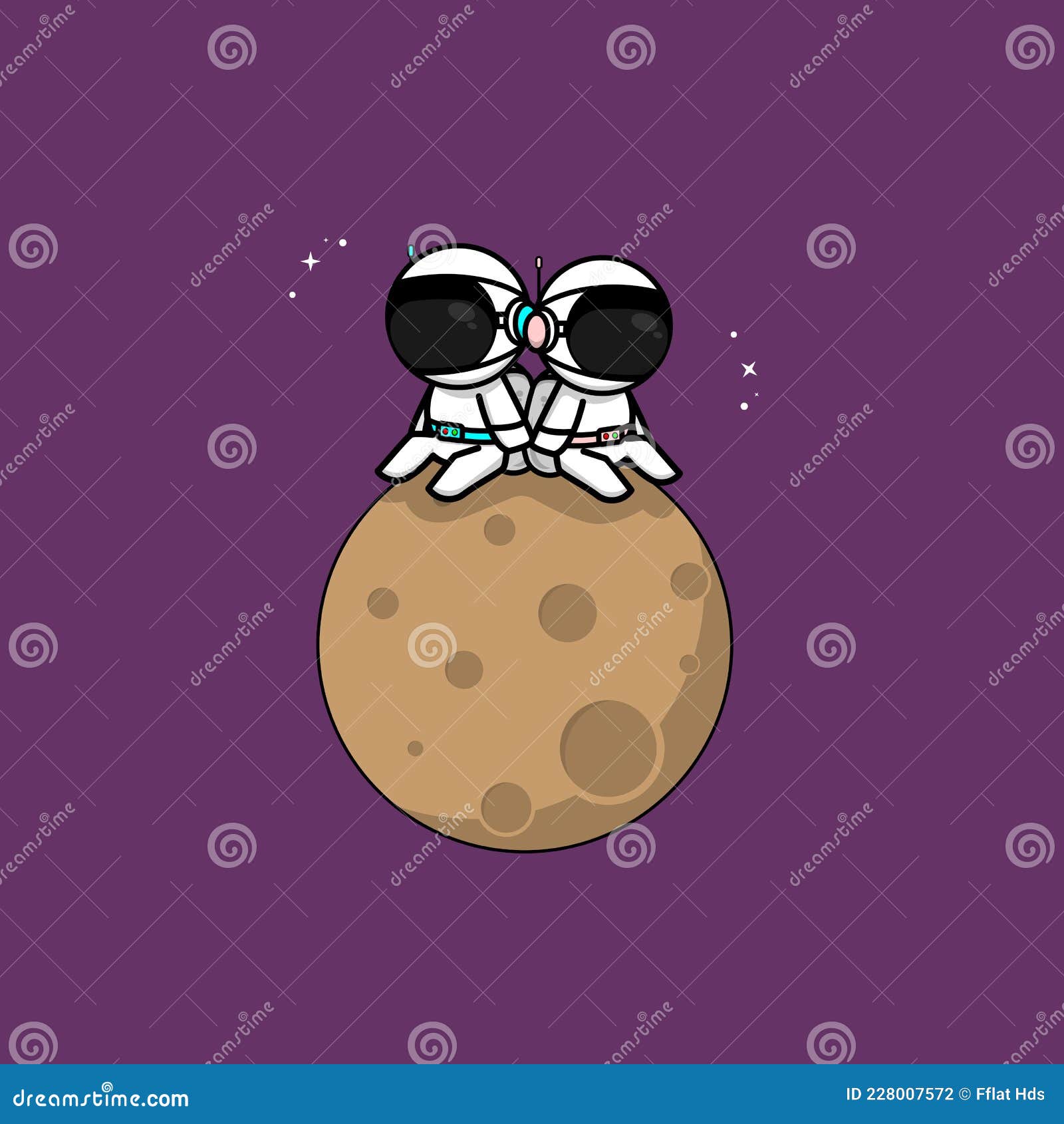 Pareja Astronauta En La Luna Ilustración del Vector - Ilustración de  muchacha, encantador: 228007572