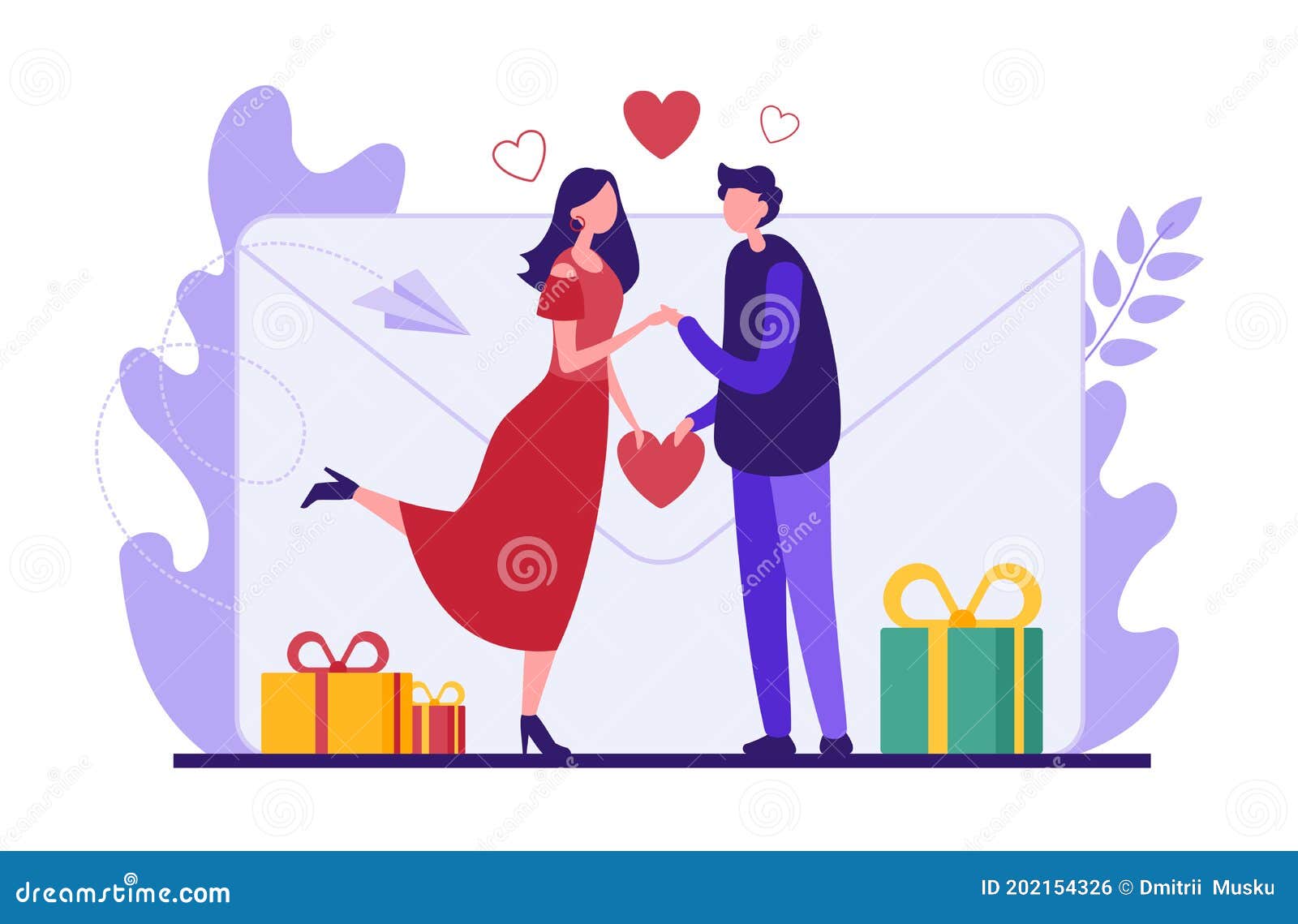 Pareja De Caricaturas Enamoradas Celebrando El Día De San Valentín  Ilustración del Vector - Ilustración de afecto, festivo: 202154326