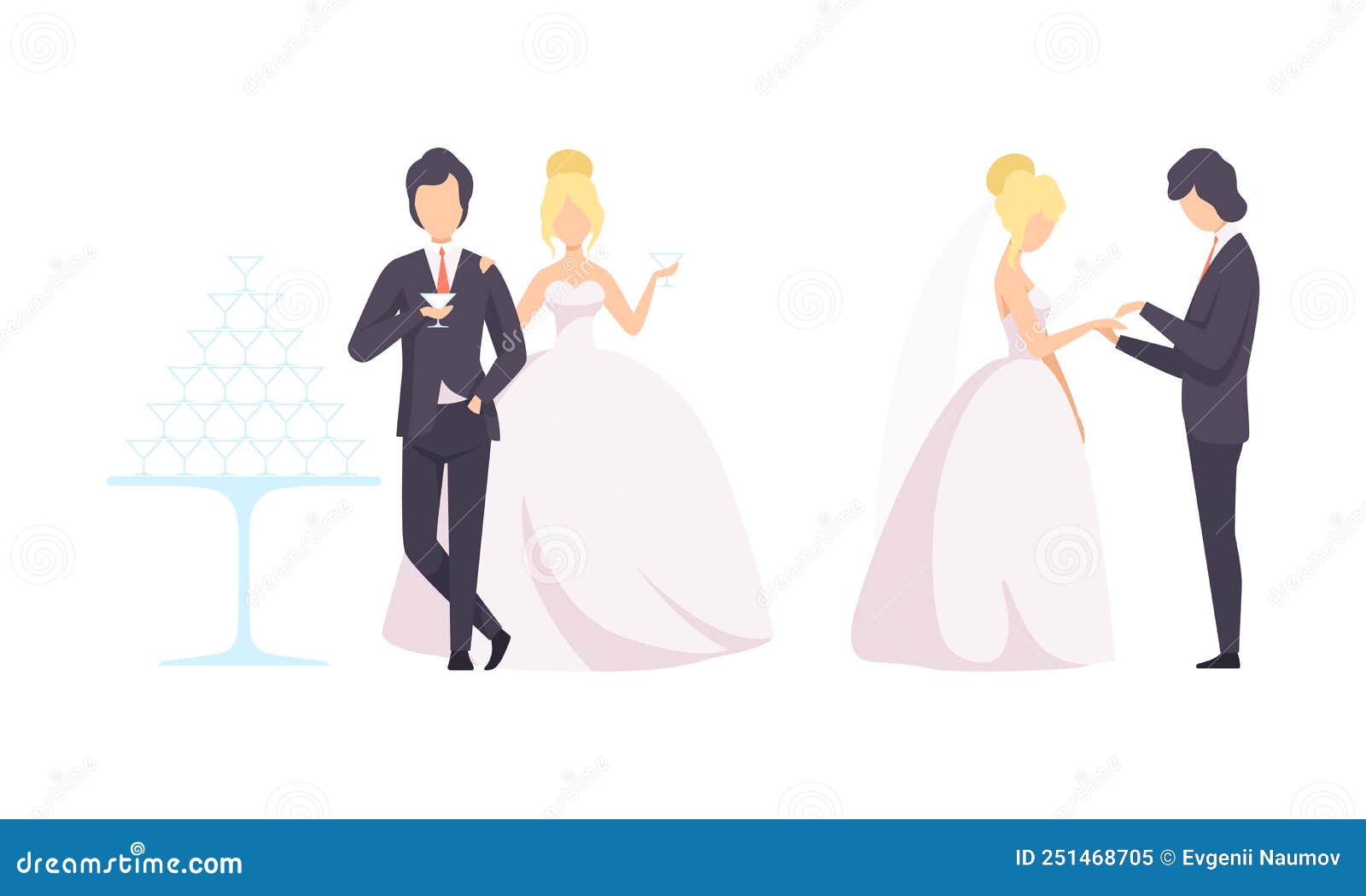 Pareja De Recién Casados Como Hombre Y Mujer Recién Casados En Vestido De Novia Y De Traje Para Poner Anillo Y Beber Champán Vecto Ilustración del Vector - Ilustración de hembra, conjunto: Pareja De Recién Casados Como Hombre Y Mujer Recién Casados En Vestido De Novia Y De Traje Para Poner Anillo Y Beber Champán Vecto Ilustración del Vector - Ilustración de hembra, conjunto: