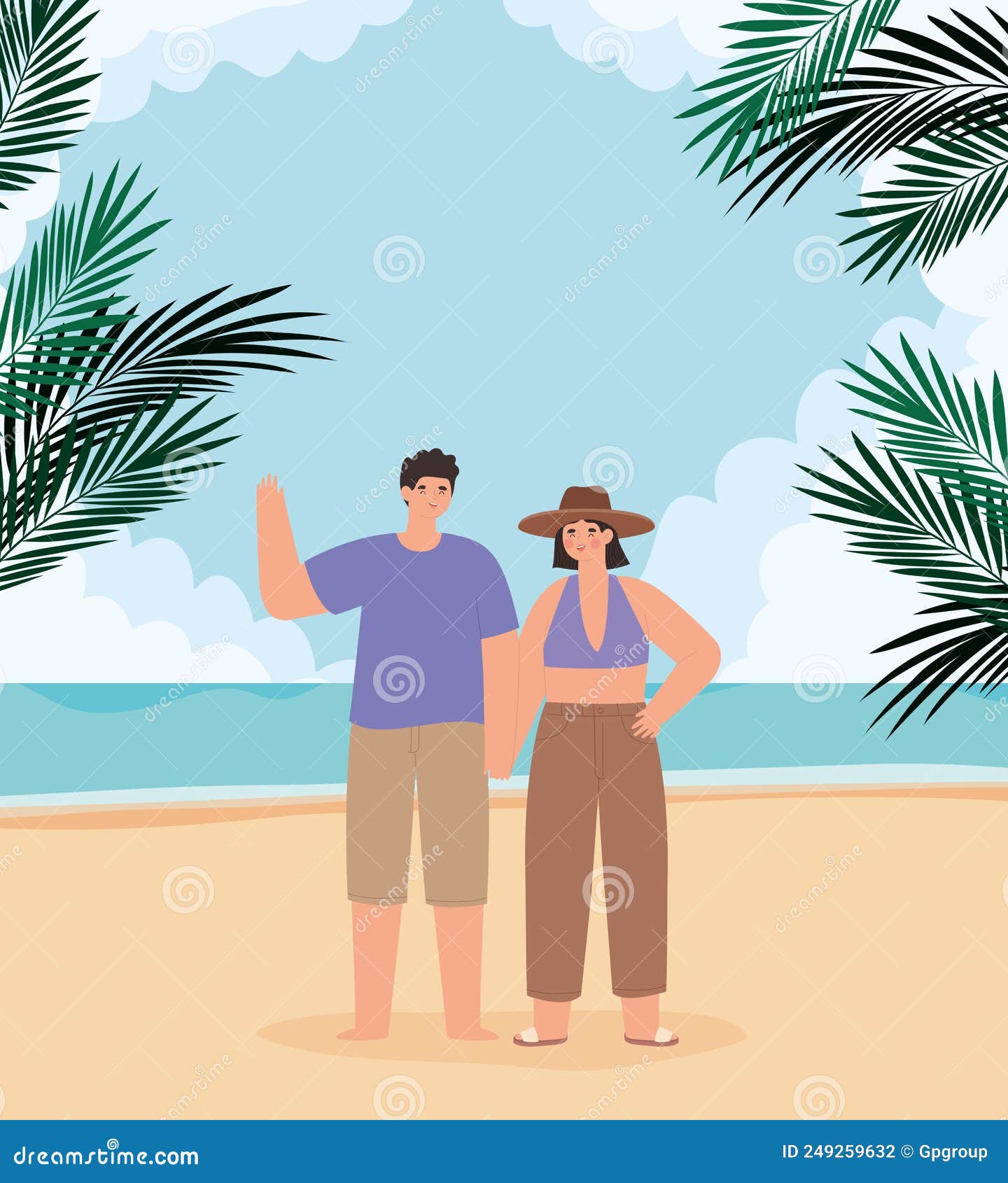 Pareja en la playa ilustración del