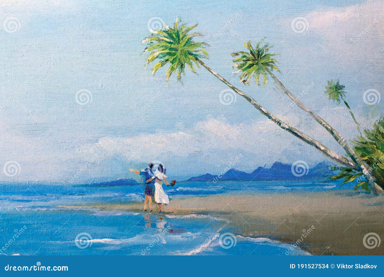 Pareja Enamorada En La Playa. Pintura En Lienzo Stock de ilustración - Ilustración de costa, amor: 191527534 Pareja Enamorada En La Playa. Pintura En Lienzo Stock de ilustración - Ilustración de costa, amor: 191527534