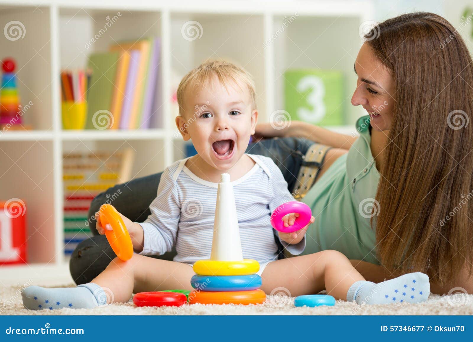 Parent and Child Boy Playing Together at Home Stock Image Image of