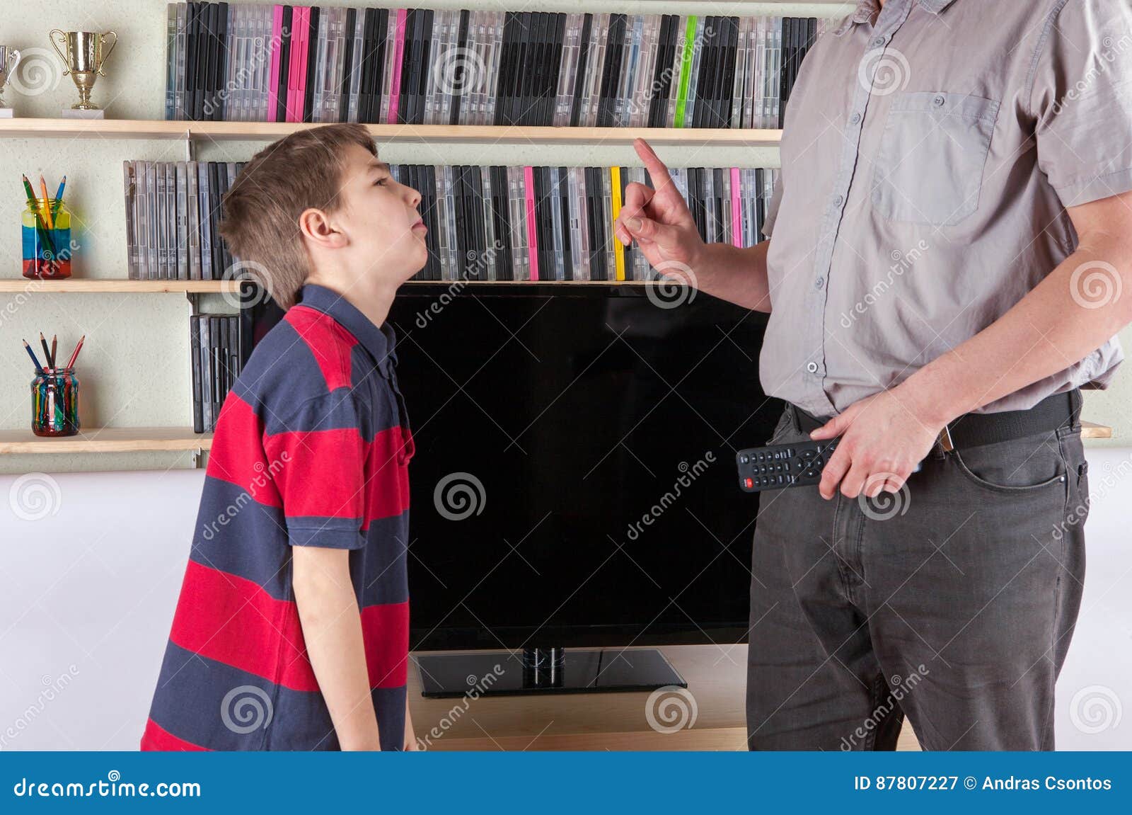 Parent Not Allowing the TV for His Son Stock Image Image of addiction