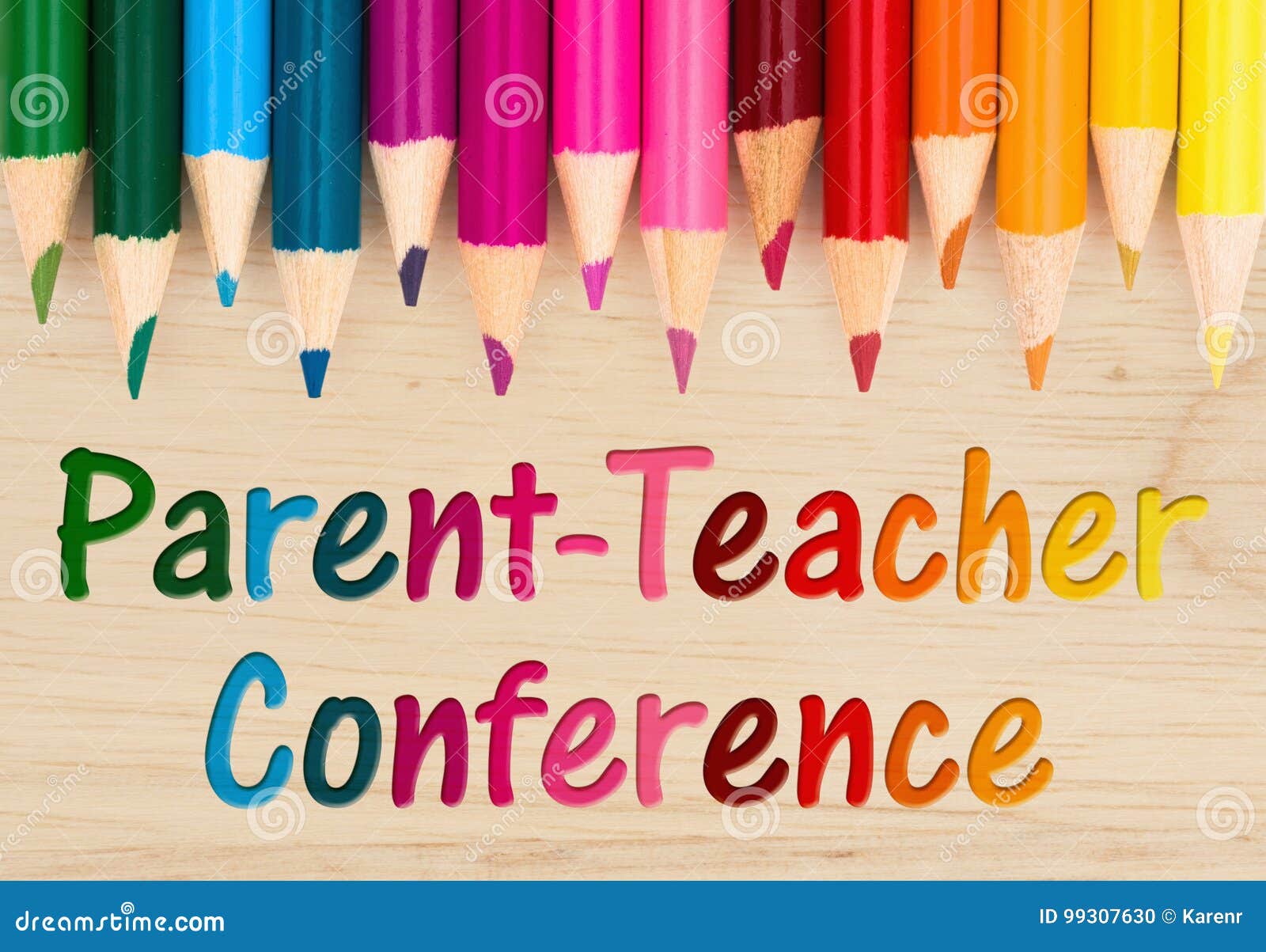 parent teacher conference message on a desk