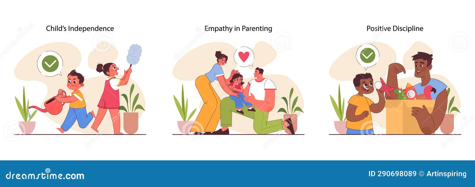 Parenting Styles Set. Different Children Raising Methods Stock Vector