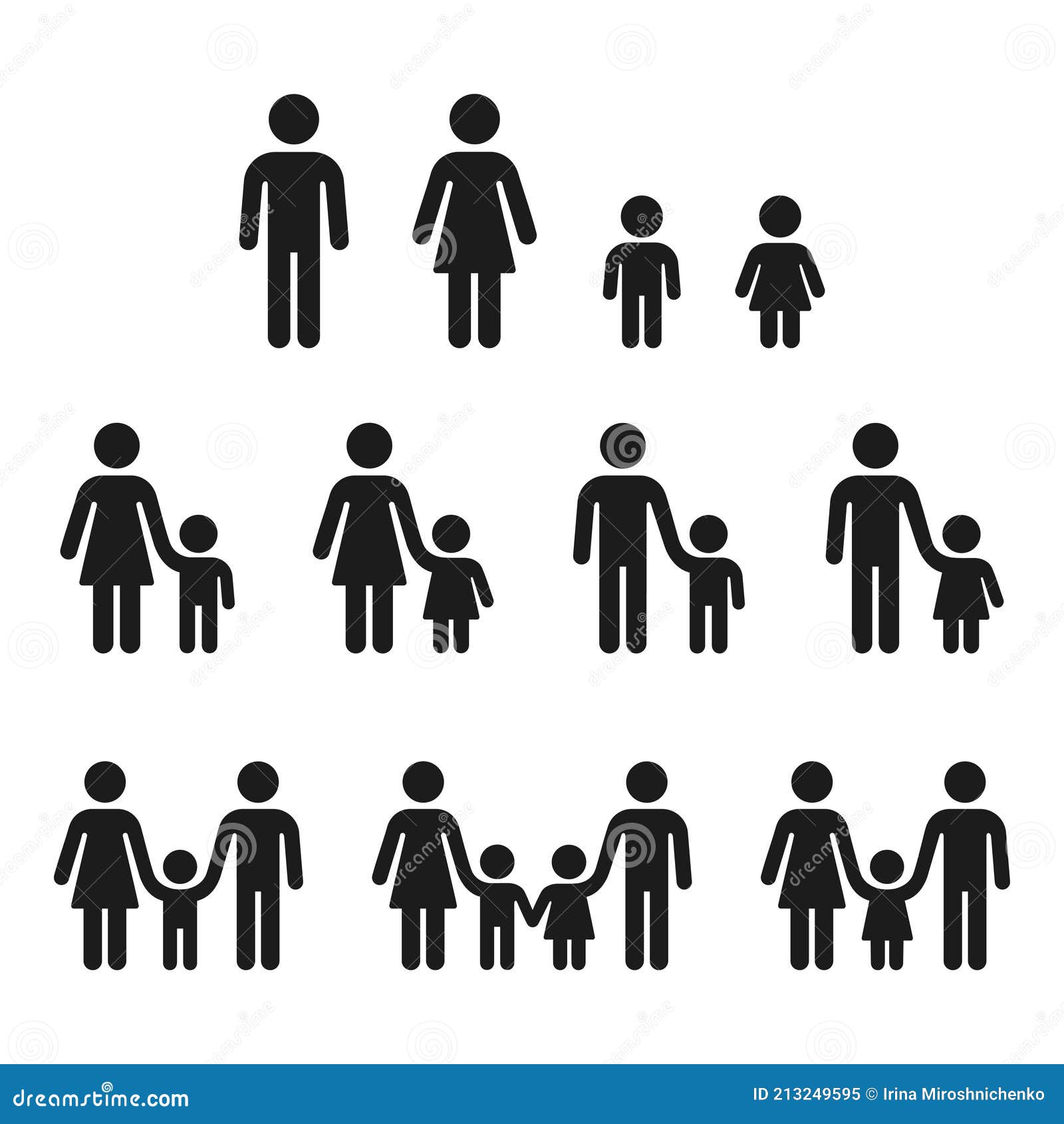 Parents with Children Icons Stock Vector - Illustration of family ...