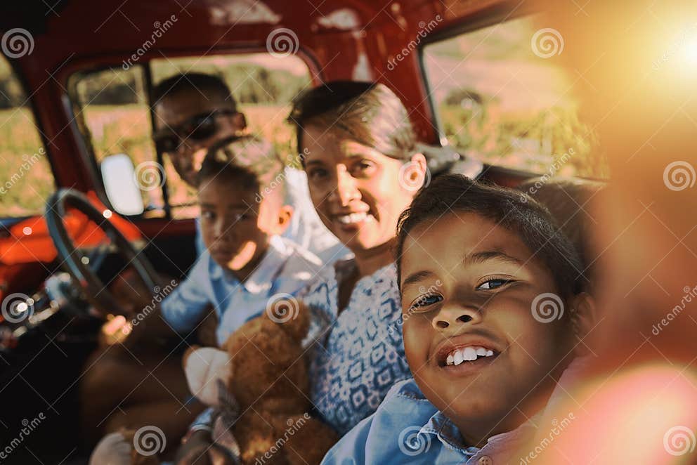  Parents, Children and Portrait on Road Trip with Selfie, Smile and ...
