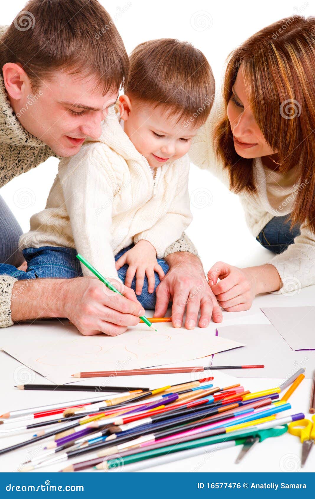 Parents drawing with son stock photo. Image of happy - 16577476