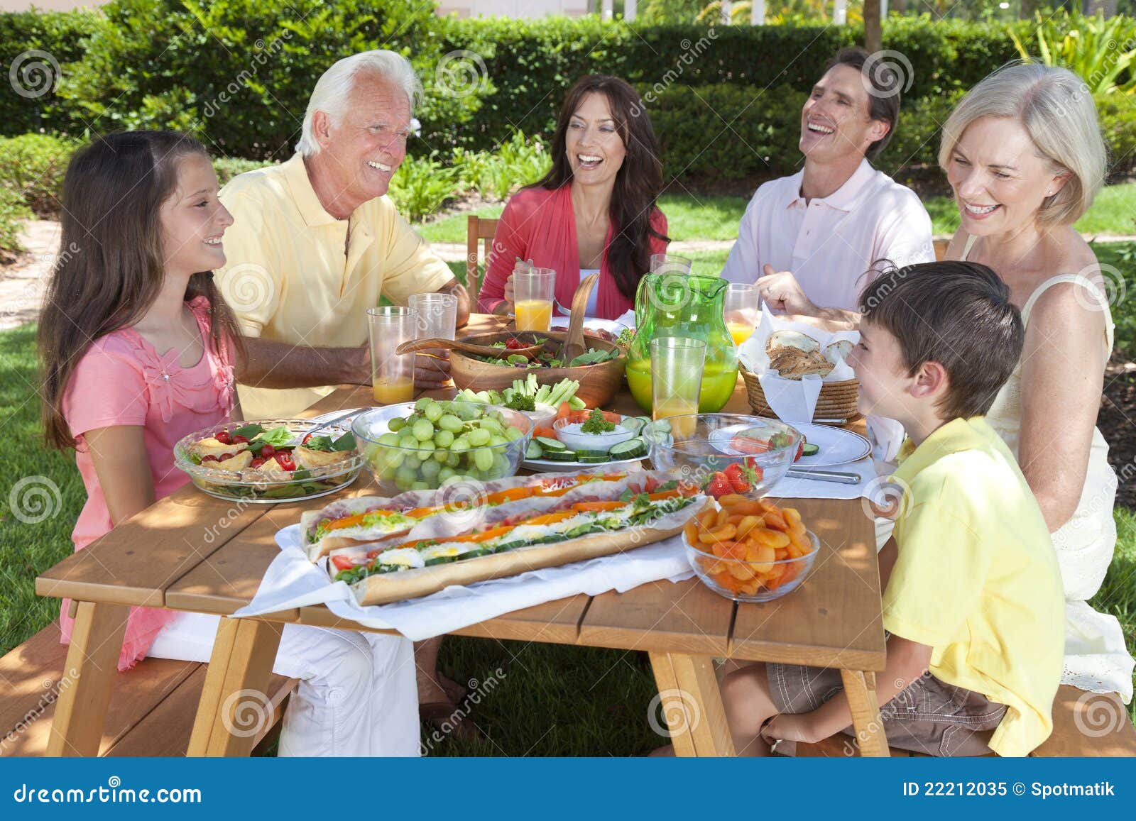 Parents Grandparents Children Family Eating Royalty Free 