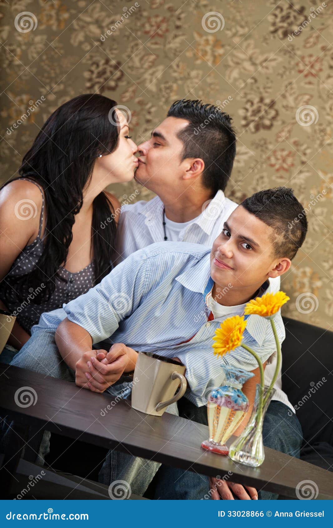 Parents Kissing stock photo picture