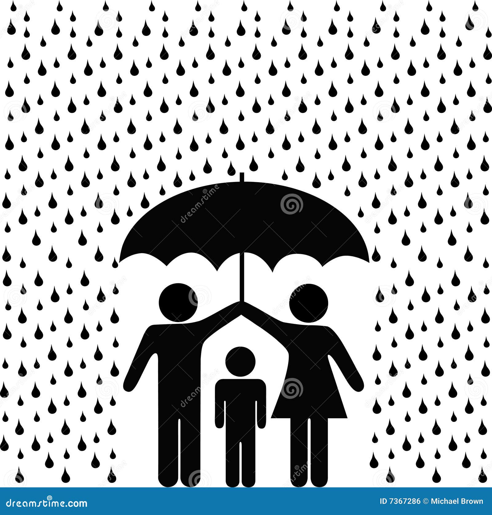 Parents Protect Child with Umbrella in Rain Stock Vector - Illustration ...