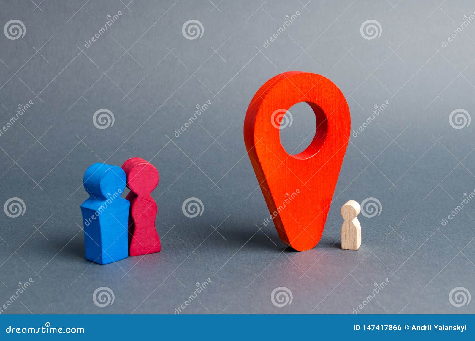 parents in search of a lost child or adoption of a child near the location marker. the concept of finding a child, the adoption