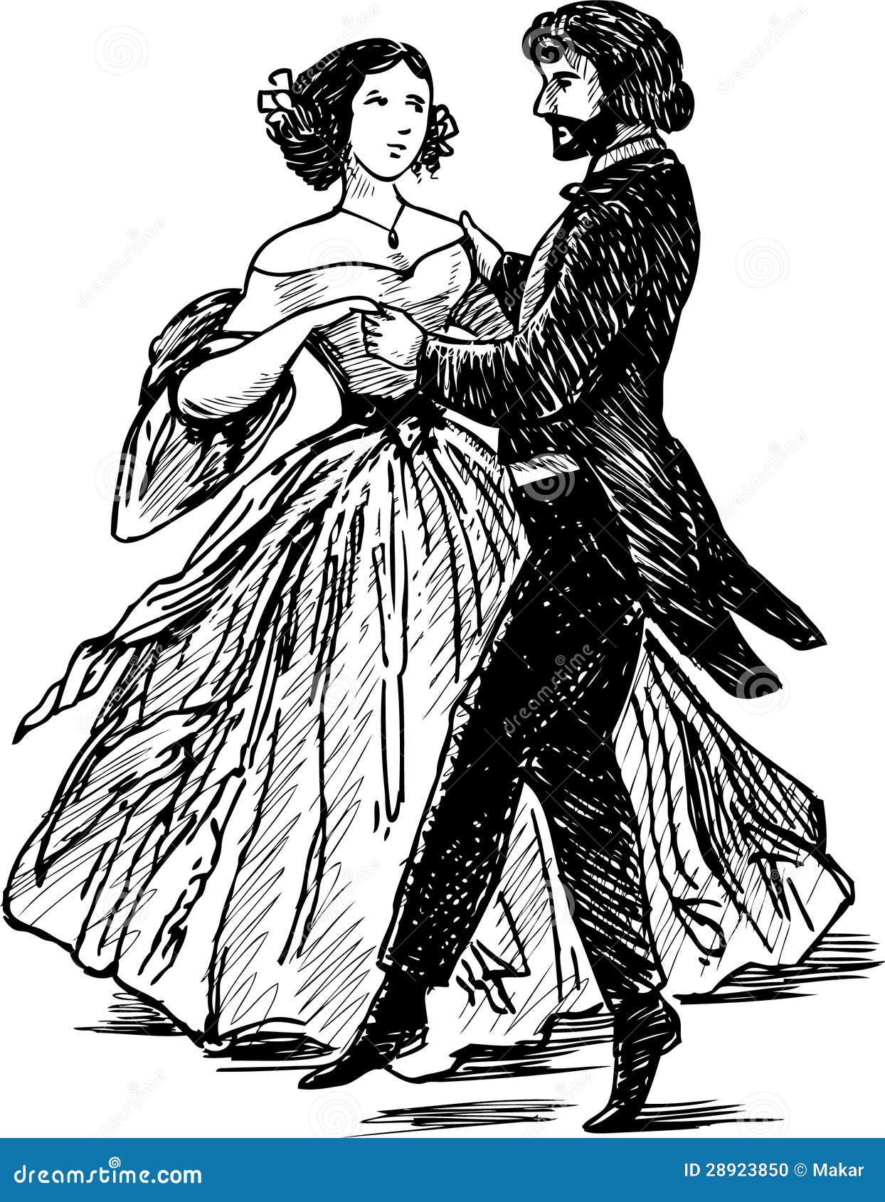 Desenho de dama de dança vintage para colorir