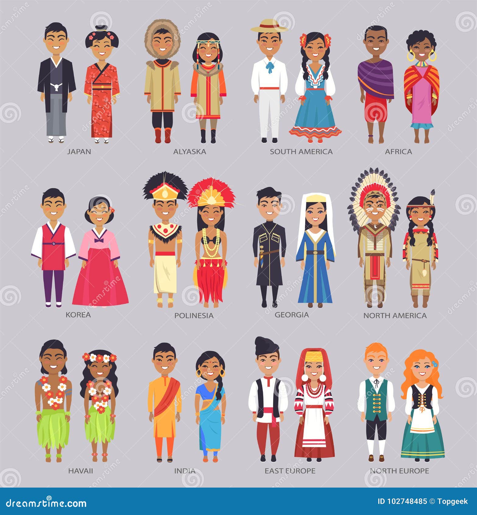 Pares En Los Actuales Países De La Ropa Tradicional Ilustración del Vector  - Ilustración de gente, india: 102748485