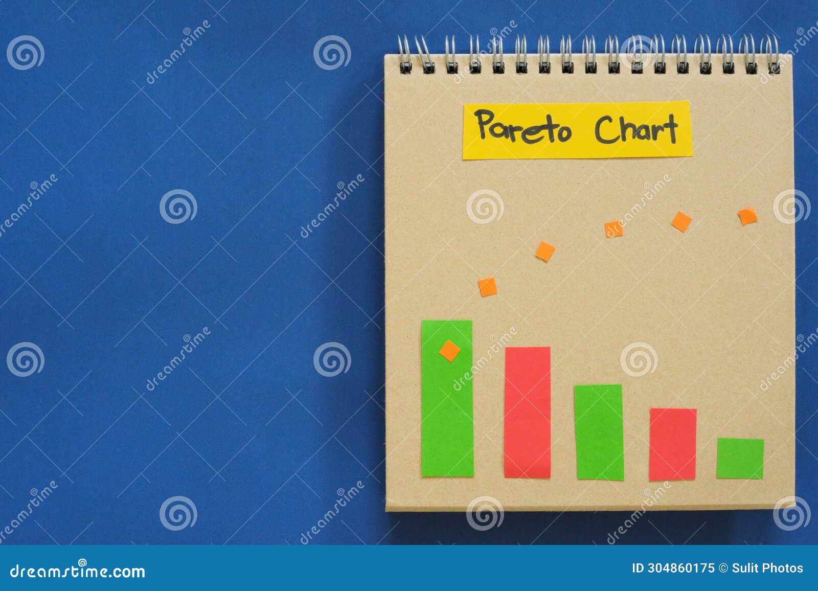 Pareto Chart Root Cause Analysis Tool on a Notepad with Copy Space for 