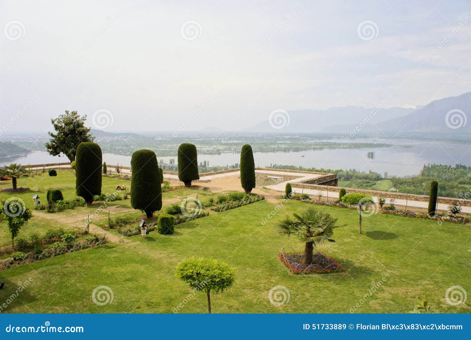 pari mahal mughal garden with dal lake, srinagar