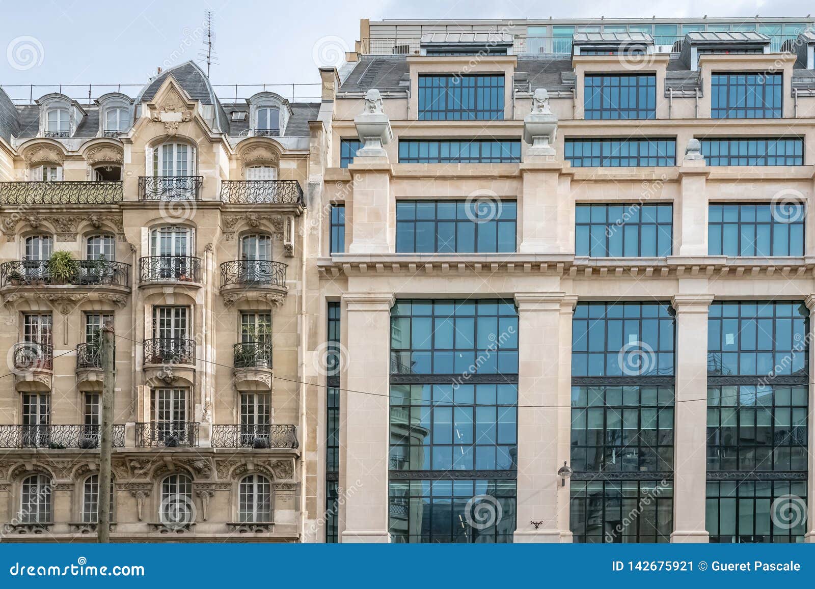 paris, ancient and modern buildings