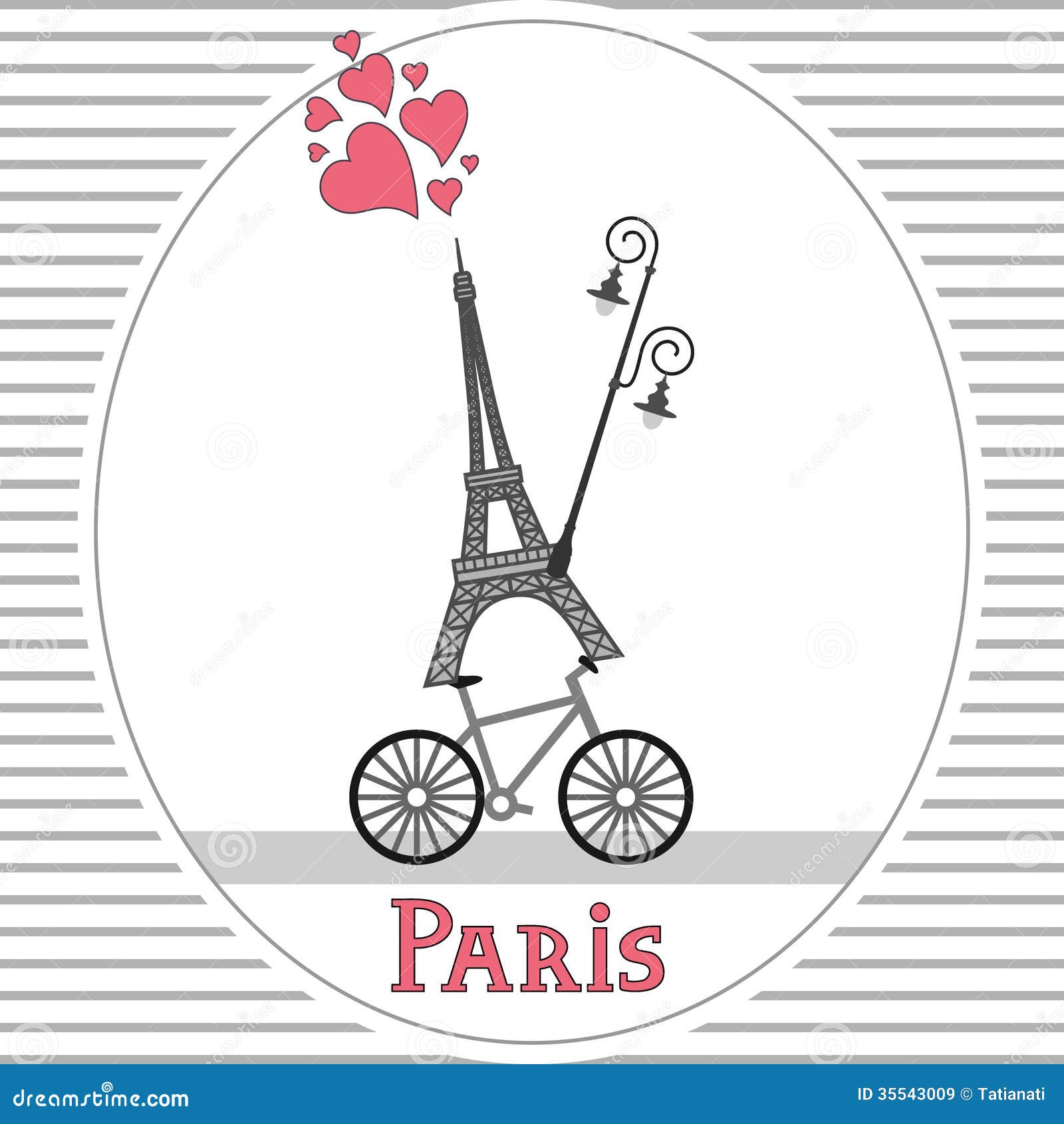 Paris bike card stock vector. Illustration of holiday 35543009