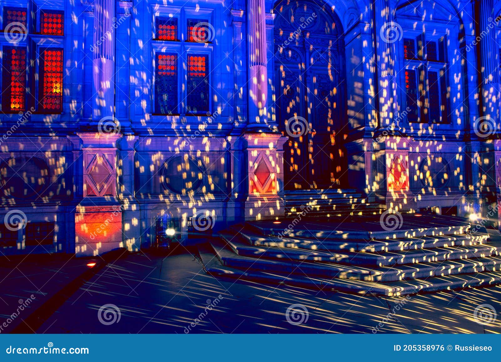 Paris City Hall in the Christmas Illumination Stock Photo - Image of ...