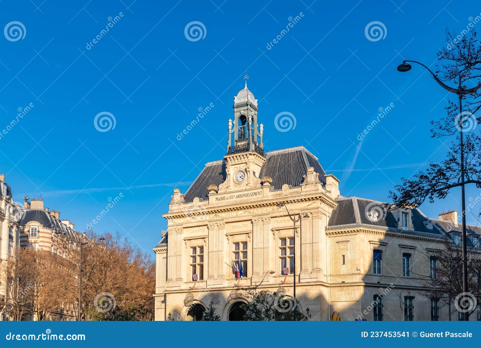 Paris, the City Hall Place Gambetta Stock Image Image of house
