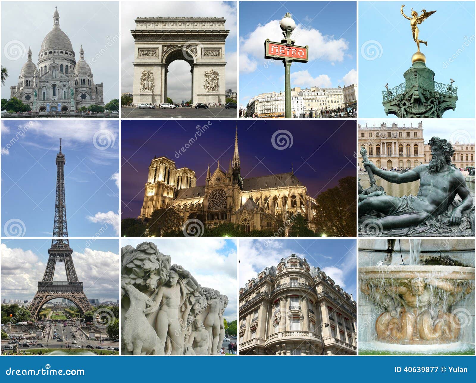 Paris Collage - Tourist Highlights Stock Image - Image of elysapound, monument: