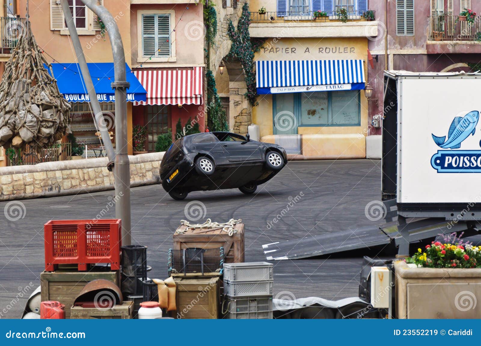 Paris Disney Studios, Stunt Car on Two Wheels Editorial Stock Image