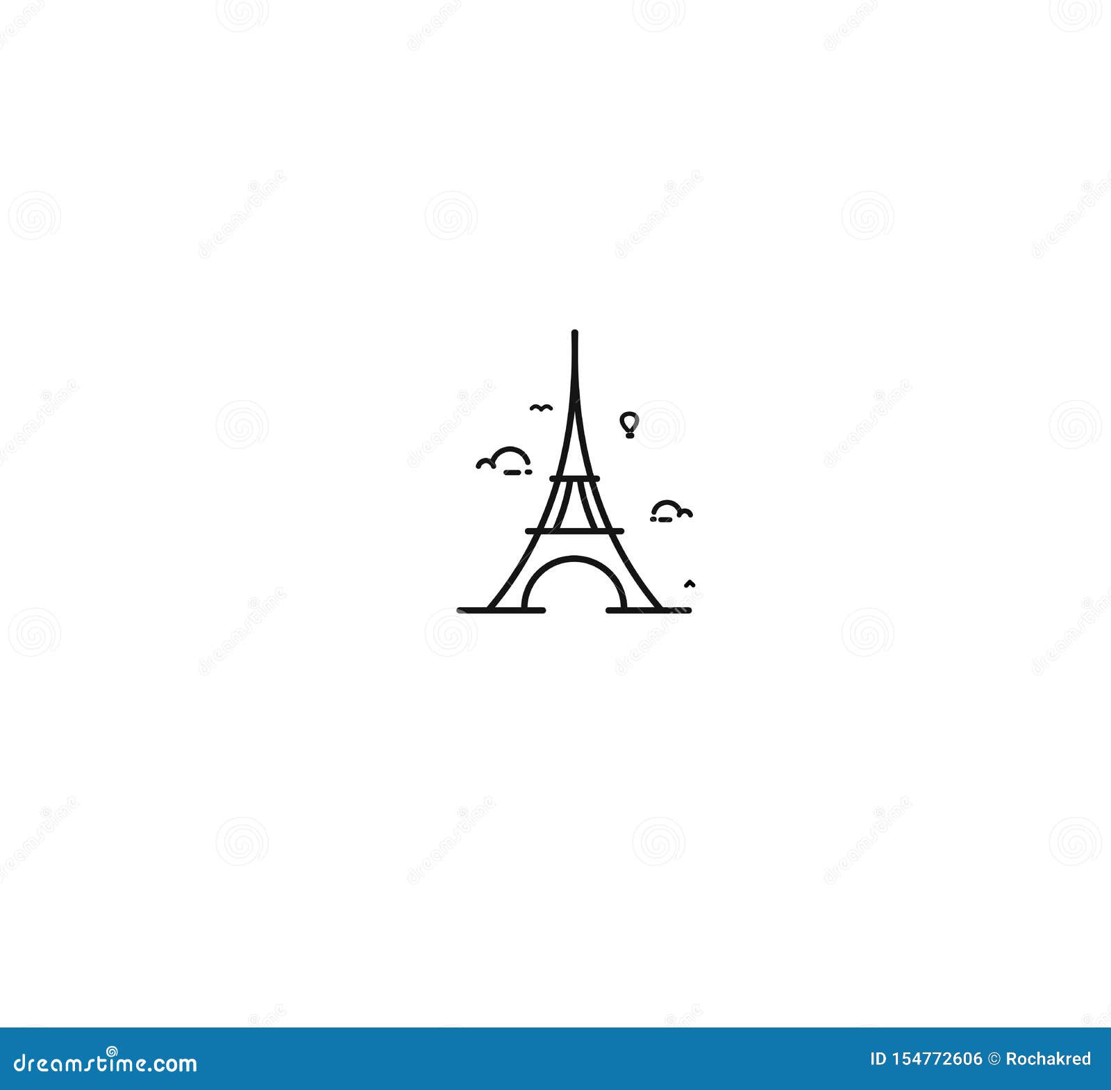 Paris, Eiffel Tower, Paris Cartoon Art, Postcard Stock Vector -  Illustration of architecture, line: 154772606