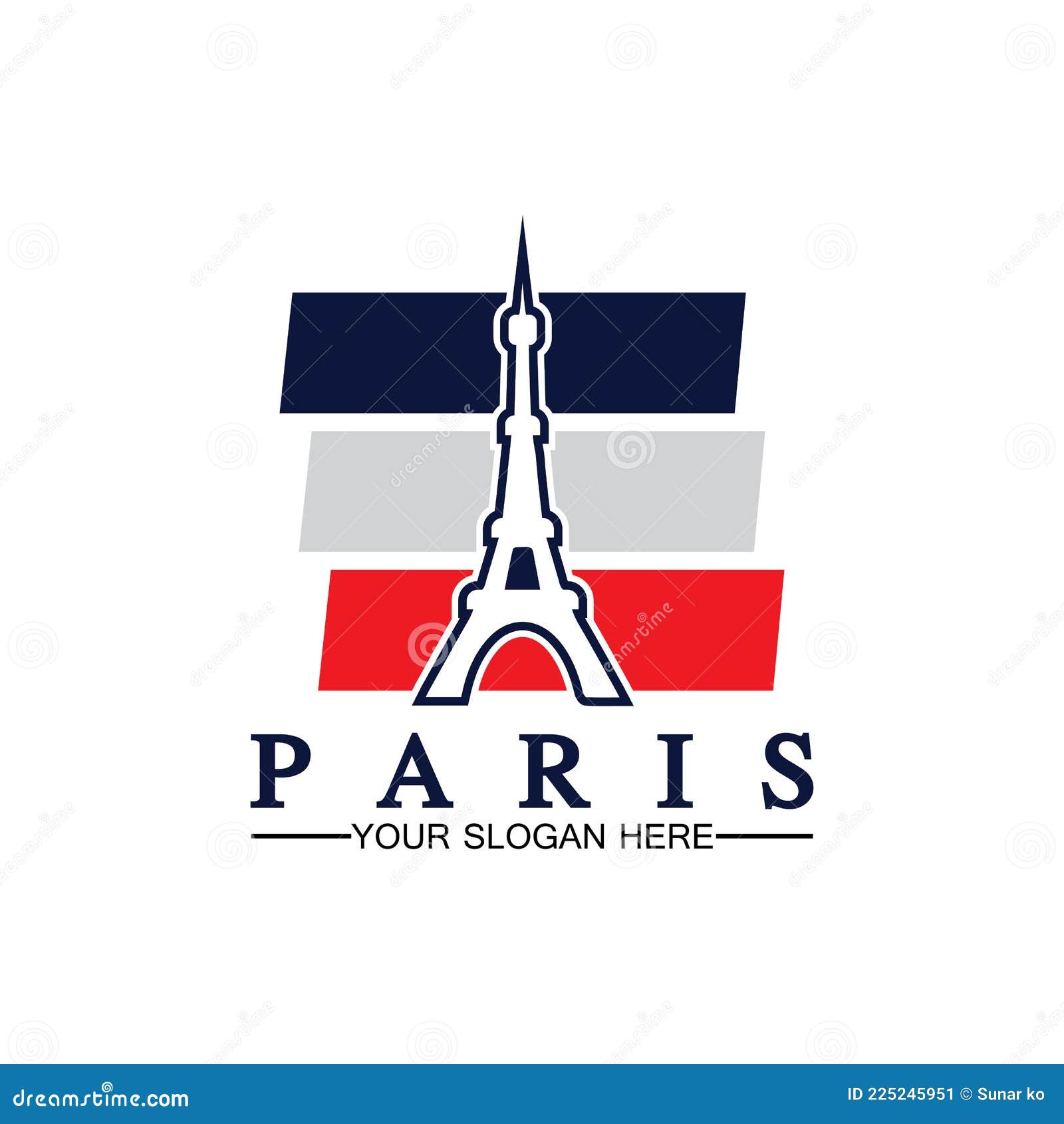 Paris and Eiffel Tower Logo Vector Icon Illustrator Design Template ...