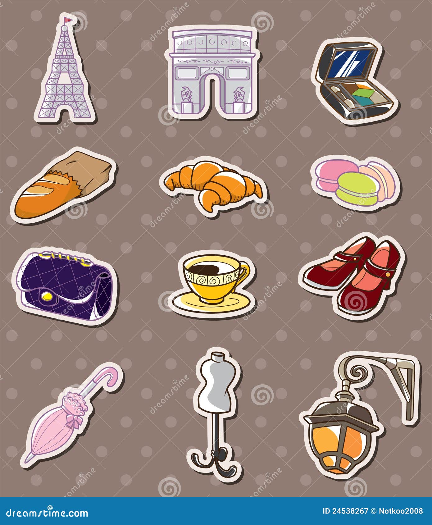 Paris element stickers stock vector. Illustration of doodle 24538267