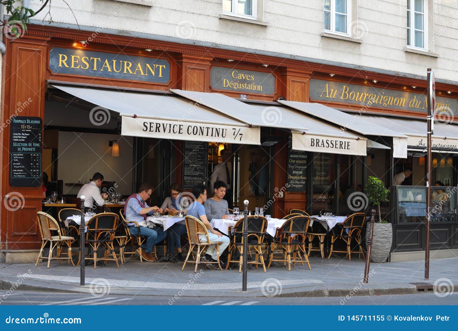 View of Typical French Restaurant Au Bourgignon Du Marais in Quarter ...
