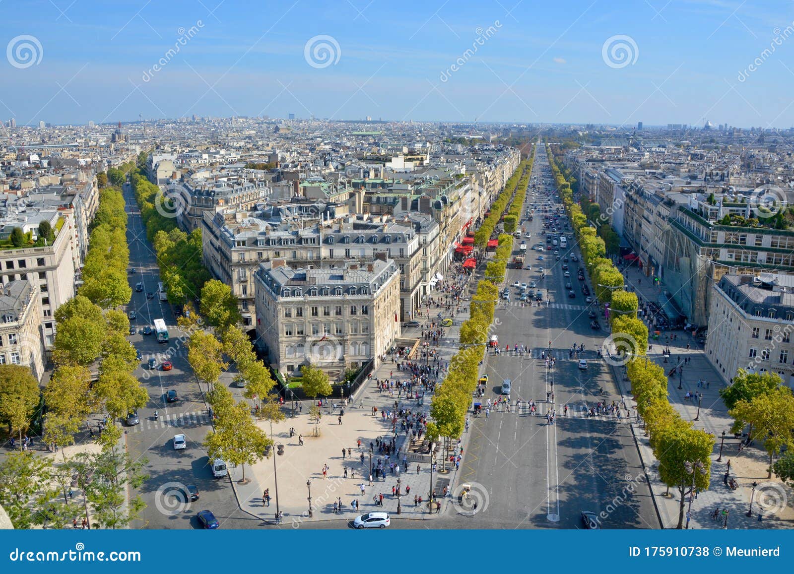 Avenue Des Champs-Elysees, Aerial View Stock Photo, Picture and Royalty  Free Image. Image 12647923.