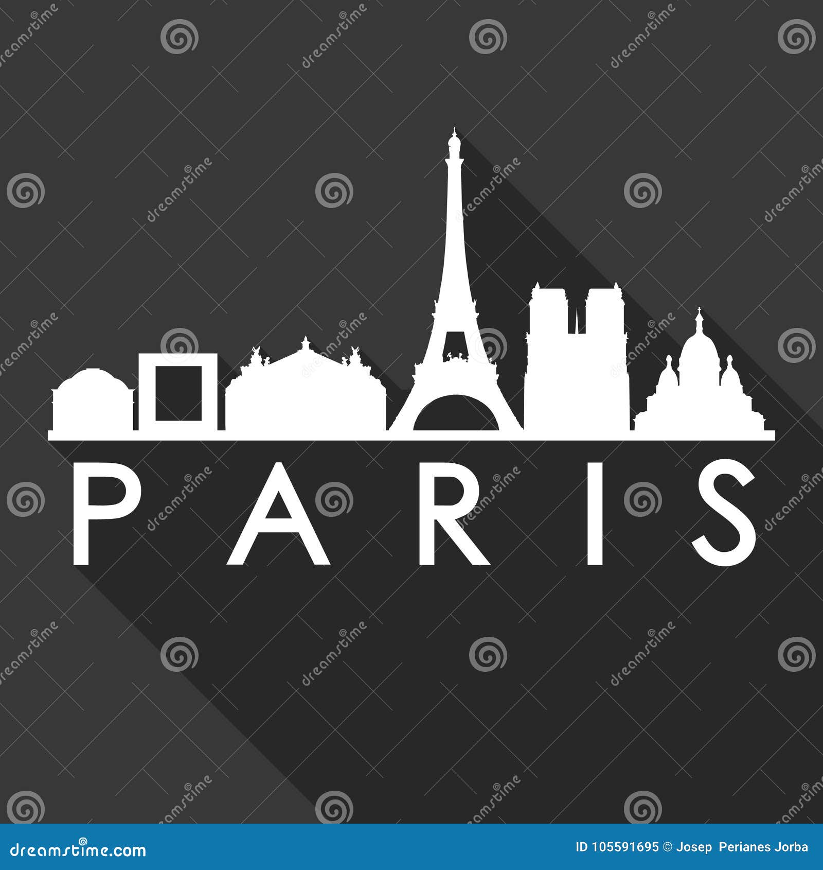 Paris France Europe Euro Icon Vector Art Flat Shadow Design Skyline ...